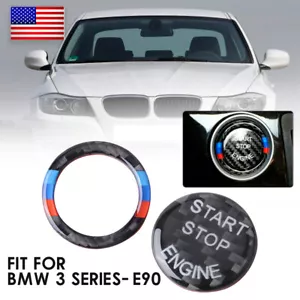 Black Engine Start Stop Switch Button Cover Fit for BMW E60 E70 E83 E84 E90 E92 - Picture 1 of 9