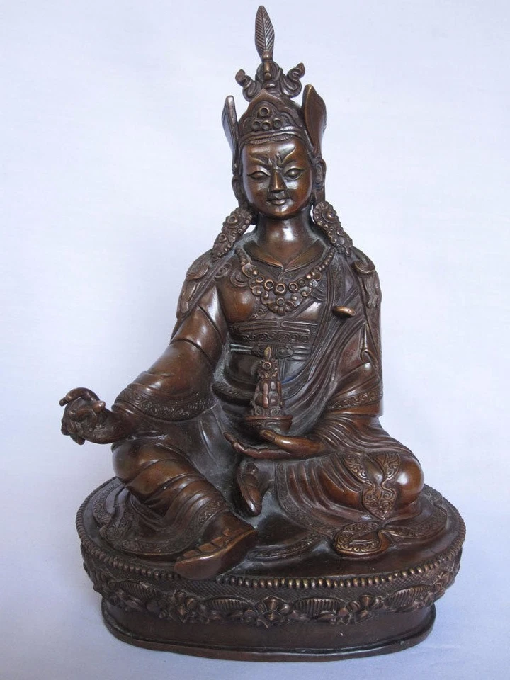 copper BUDDHA LAMA traditional statue hand made carving old ANTIQUE LOOK. - Image 1 of 2
