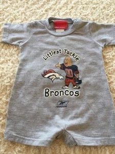 Denver Broncos Boys Gray Short Sleeve Shorts Romper LITTLEST TACKLE 12 Months - Picture 1 of 7