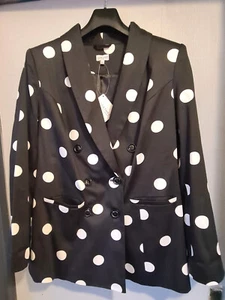 Smart large polka dot fitted blazer size 14 Together - Picture 1 of 4