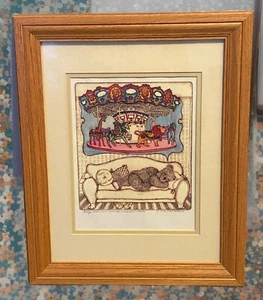 Vintage 1978 Art Print “Teddy Takes A Nap And Had A Pleasant Dream” Signed - Picture 1 of 7