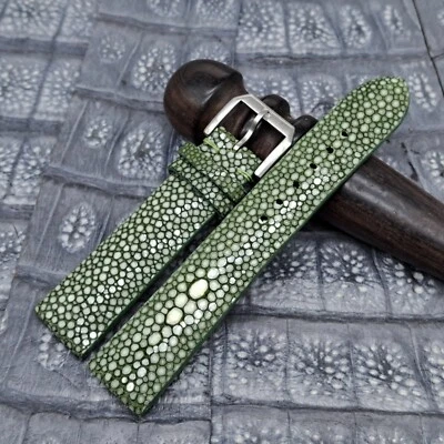 Correa de reloj de cuero raya pulido de 20 mm/18 mm perla grande cuero exótico Foto 1 de 4