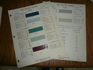 1952 Willys Car ZAC-LAC Color Chip Paint Sample - Imagen 1 de 2
