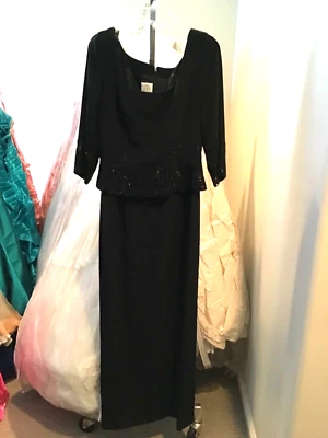 Alfred Angelo MOB mothers occasion  formal  beaded crepe dress BLACK 12 NWT - Image 1 of 4