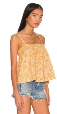 Sundry Size 1 (Small 4-6) Peach Mango Ditsy Floral Boho Cami Top NWT - Image 1 of 4