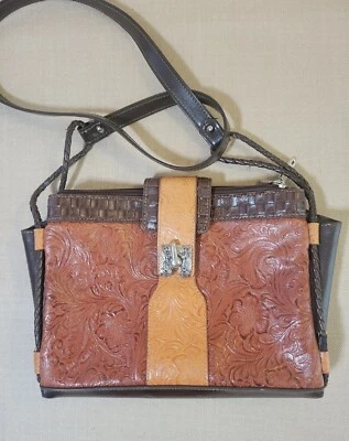 MARC CHANTAL MONEDERO CUERO MECANIZADO RELIEVE BANDOLERA HOMBRO WESTERN Vaquera  Foto 1 de 4