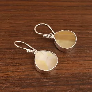 Natural Mother Of Pearl Silver Electroplated Handmade Drop Dangle Earring Pairs - Picture 1 of 3