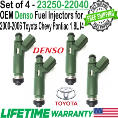 Genuine Denso 4Pcs Fuel Injectors for 2000, 2001, 2002 Chevrolet Prizm 1.8L I4 - Image 1 of 4
