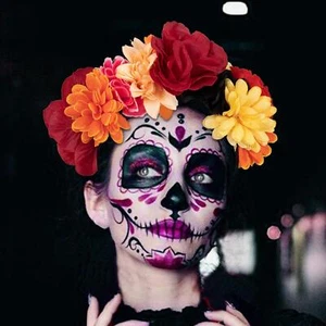 Bandeau Coiffe Jeu de Rôle Jour des Morts pour Robe Fantaisie Carnaval Femme - Photo 1/7
