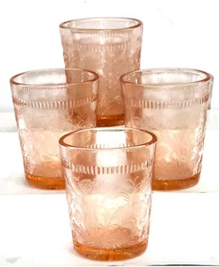4 US Glass STRAWBERRY PINK 3 5/8" - 8 OZ WATER TUMBLERS - Picture 1 of 2