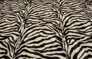 Upholstery Faux fur Zebra Large White black velboa fabric 58" wide fabric - Picture 1 of 1