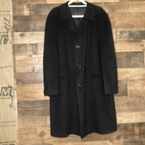 Abrigo trinchera vintage para hombre 100 % lana cachemir negro 44-46 pecho XXL MCM forrado BONITO - Imagen 1 de 12
