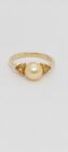 14K 7-8mm Golden AKOYA Pearl Ring W/ Citrine Solid Yellow Gold Golden Pearl.