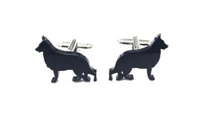 German Shepherd Dog Cufflinks Novelty GSD Shirt Cufflinks In Black With Gift Bag - Image 1 of 4