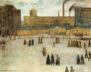 LS LOWRY VERY EARLY IMAGE 1917 GOING TO THE MILL STUNNING RARE HARDBACK PRINT - Picture 1 of 1