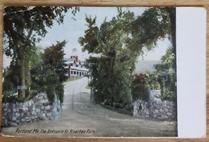 Entrance to Riverton Park Portland Maine ME Postcard 1909 Hugh Leighton Germany - Picture 1 of 1
