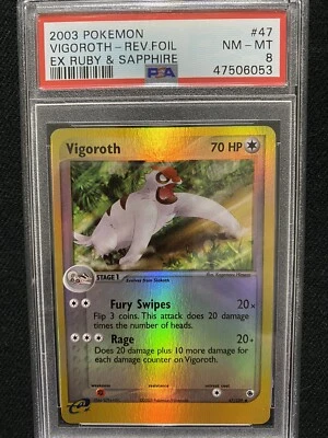 2003 Pokemon Ruby & Sapphire Vigoroth Reverse Foil 47/109 PSA 8 NM-MT - Image 1 of 2