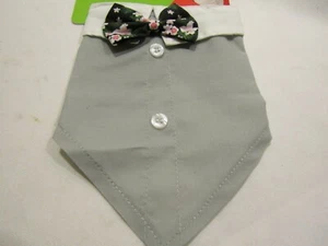 XS/S Dog Bandana Gray Tux Flower Bow Tie Vibrant Life NWT! - Picture 1 of 5