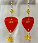David Bowie Low Guitar Pick Earrings with Yellow Swarovski Crystal Dangles