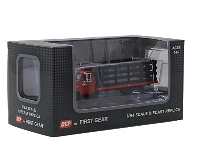 1/64 DCP RED/BLACK GMC 6500 SINGLE AXLE STAKE BED - Image 1 of 4