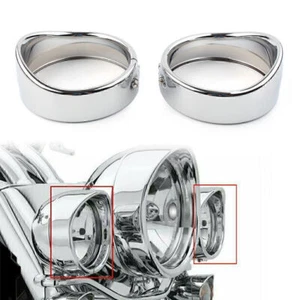 4.5" Passing Lights Lamp Trim Ring Bezel Visor Cover Fit Harley FLHT FLHR Chrome - Picture 1 of 8