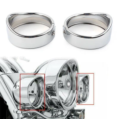 4.5" Passing Lights Lamp Trim Ring Bezel Visor Cover Fit Harley FLHT FLHR Chrome - Image 1 of 4