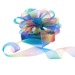100 Yard Rainbow Organza Ribbon Shimmer Hair Bow Wedding Party Decoration Ribbon - Picture 1 of 8