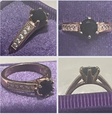 Anillo de ónix oro rosa malvado joyas fragantes talla 6 usado en excelente estado Foto 1 de 4