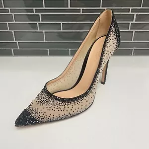 GIANVITO ROSSI "Rania" Nude Mesh & Black Swarovski Crystal Point Toe Pumps- US 9 - Picture 1 of 11