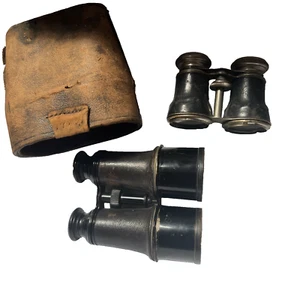 Binoculars Jumelle Marine with old case and Le Jockey Club Paris with damage - Picture 1 of 19