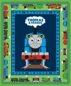 Thomas & Friends All Aboard Panel Green Digitally Printed Cotton Fabric  - Picture 1 of 1