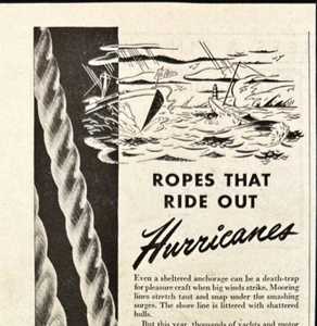 Anuncio impreso vintage de Plymouth Cordage Products 1946 cuerdas huracanes Plymouth MA - Imagen 1 de 7