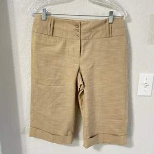 Larry Levine Bermuda Shorts Womens 6 Brown Cuffed Casual Relaxed - Picture 1 of 8