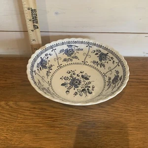 Vintage Johnson Bros. Indies Blue & White Ironstone 8” Round Vegetable Bowl - Picture 1 of 6