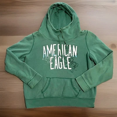 Vintage American Eagle Outfitters Hoodie Women's XL Green Spell Out Sweatshirt   - Image 1 of 4