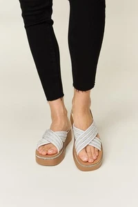 Forever Link Rhinestone Platform Wedge Sandals - Picture 1 of 8