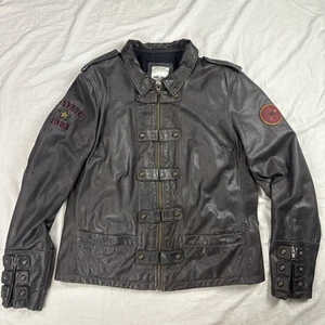 Womens Harley Davidson Goatskin Brown Leather Riding Gear Full Zip Jacket Sz L - Picture 1 of 14