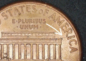 1997 Die Crack Lincoln Memorial Cent - Picture 1 of 3