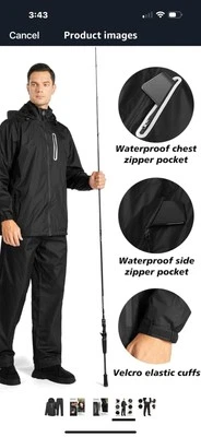 Swisswell Mens Waterproof Golf Jogging Sport Rain Suit Jacket and Pant New Large - Image 1 of 4