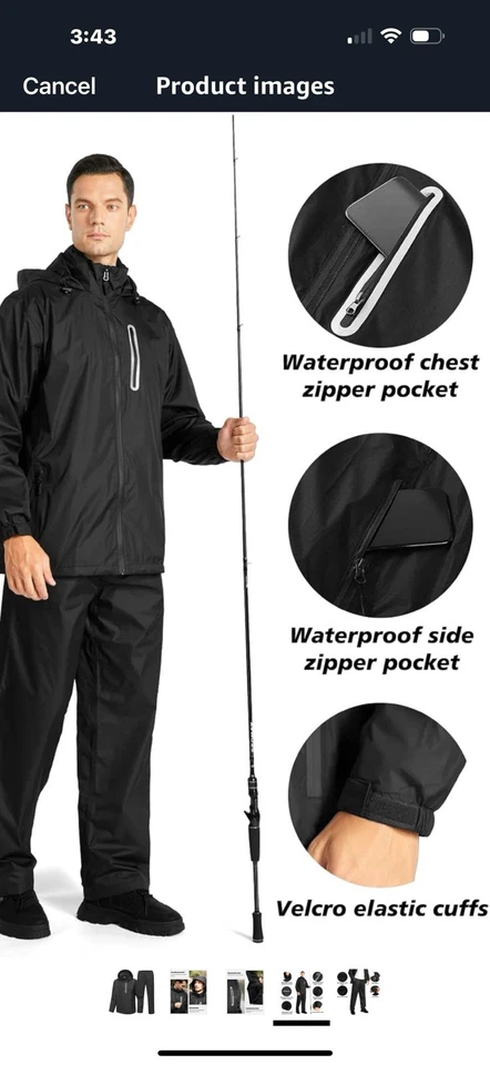 Swisswell Mens Waterproof Golf Jogging Sport Rain Suit Jacket and Pant New Large - Image 1 of 4