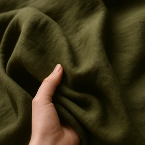 Dark Olive Green Linen Fabric by the Yard | Apparel, Curtains & Table Linens - Picture 1 of 10