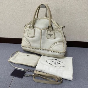 Bolso de mano Prada, bolso de hombro bidireccional, blanco, cuero, piel Mouton - Imagen 1 de 20
