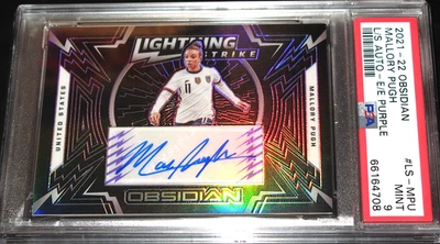 2021-22 Obsidian Mallory Pugh Swanson Lightning Strike Auto Purple # /75 PSA 9 - Image 1 of 3