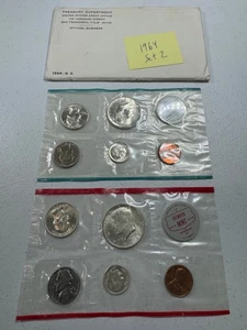 (1) 1964  US MINT SILVER P & D Set,  in all OGP,   w/ 90%  SILVER COINS,   SET 2 - Picture 1 of 6