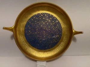 PICKARD GOLD & BLUE ENCRUSTED DISH W/H HANDLES, DONATELLO, Daisy/Rose - Picture 1 of 15
