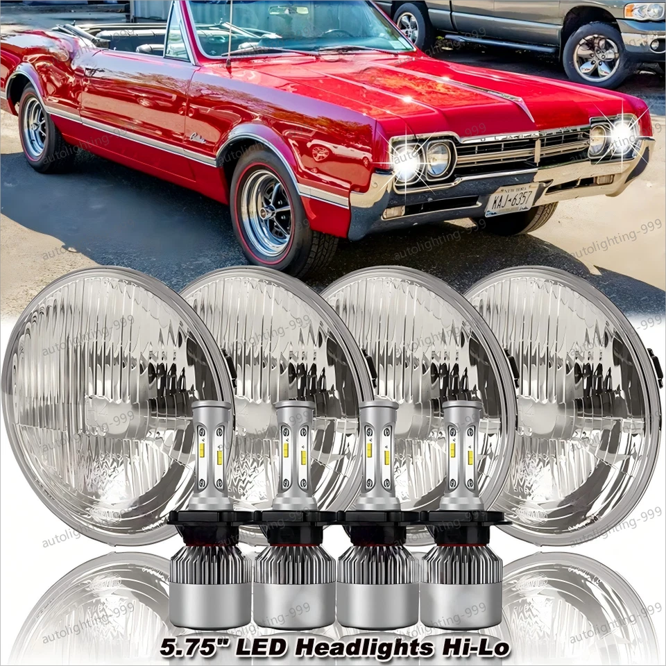 4pcs 5.75" LED Headlights Hi/Lo Beam For 1958-1975 Oldsmobile Delta-88 Cutlass - Image 1 of 4