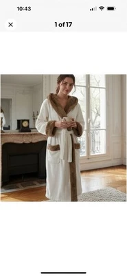 Халат омбре из искусственного меха Pottery Barn, карамельная отделка, XL - Изображение 1 из 4