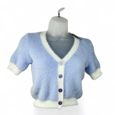 Nuevo con etiquetas Suéter corto Forever 21 Mujer Talla Grande Lavanda/Blanco Pullover Suave Foto 1 de 4