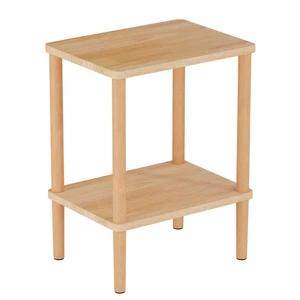 Solid Wood Side Table, 2-Tier Small End Table with Storage Shelf, Narrow Nigh... - Picture 1 of 9