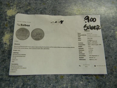 1961 Panama Silver 1/10 Balboa .900 Silver Coin Very Fine - Image 1 of 4